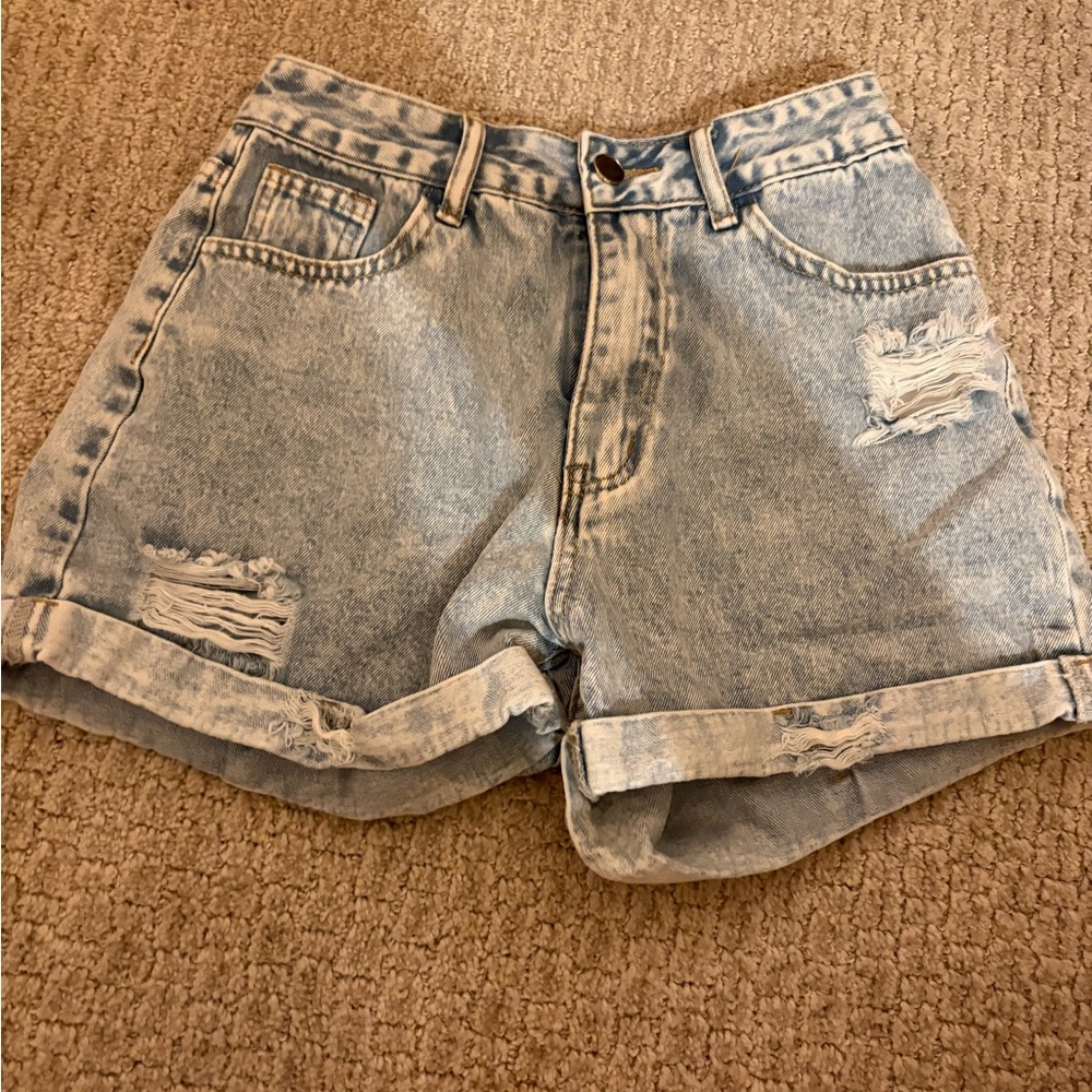 Light Wash Distressed Women's Jean Shorts